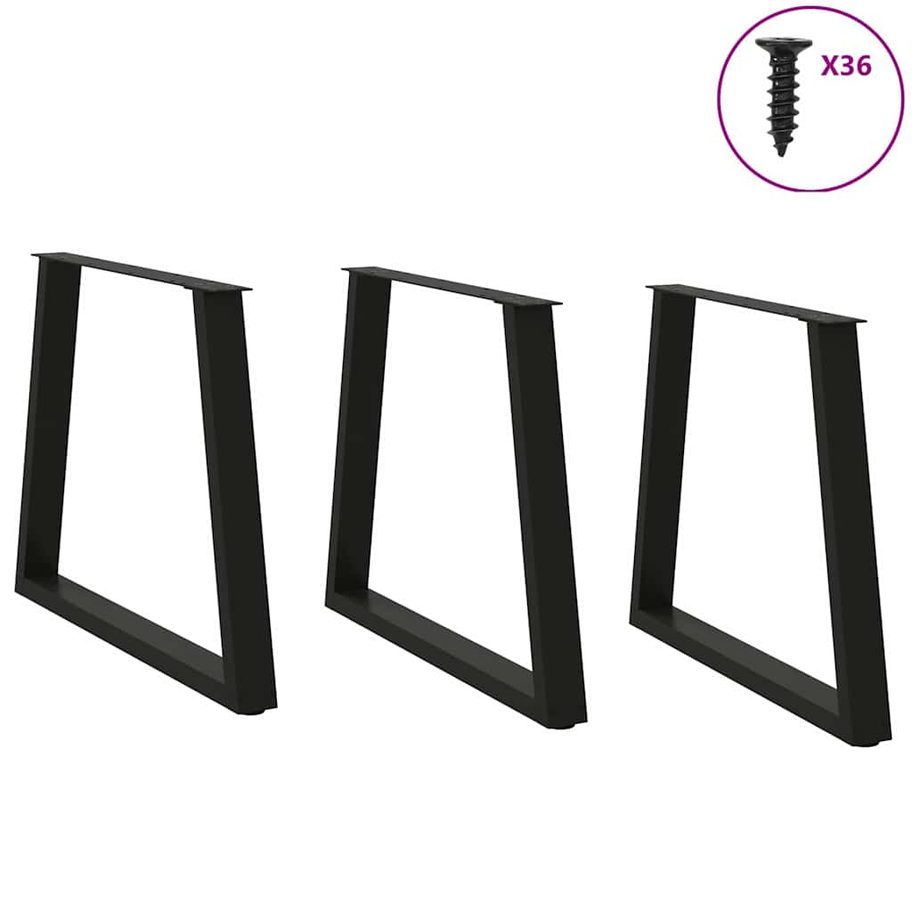 Noge za blagovaonski stol V-oblik 3 kom Crne 80 x (72-73,3) cm Čelik