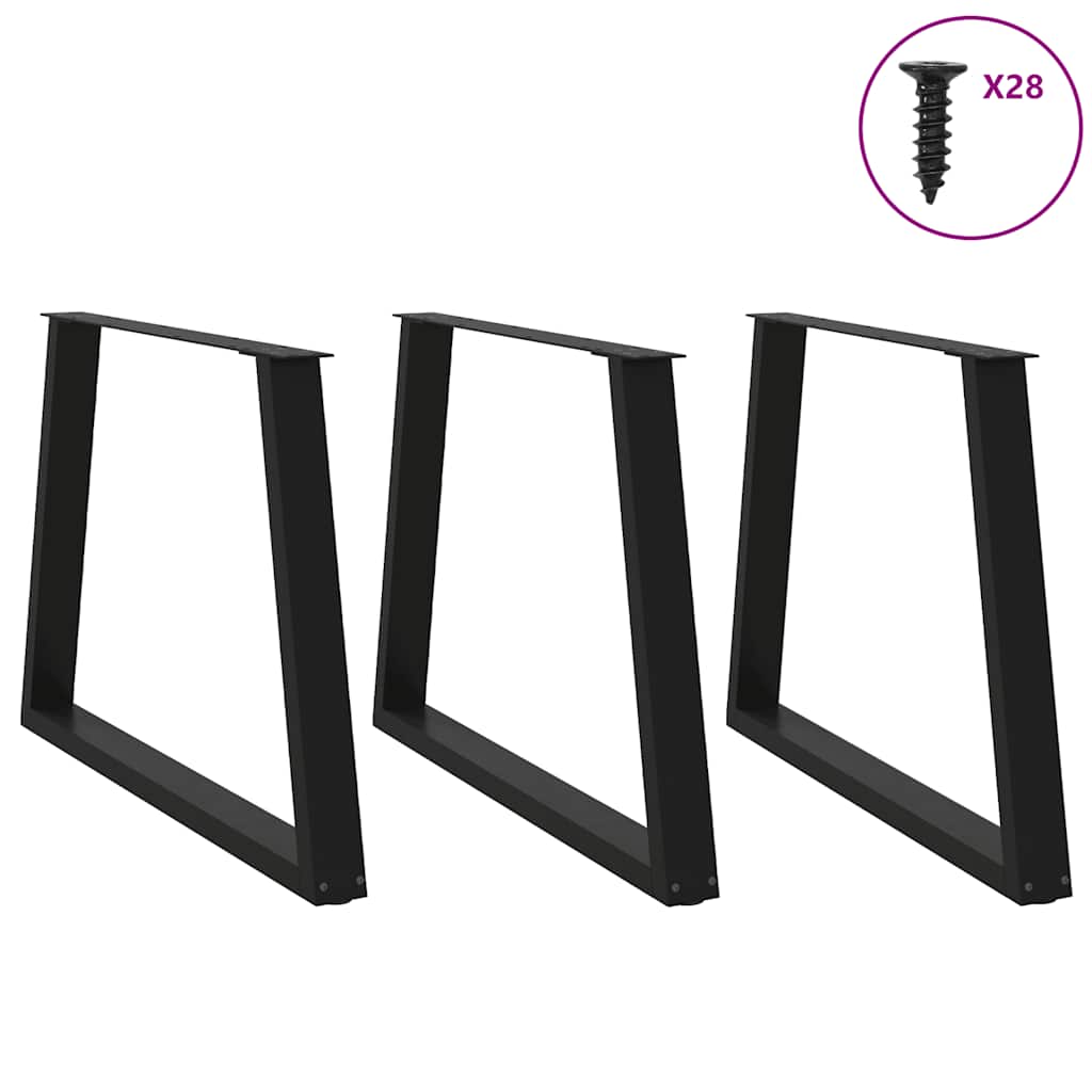 Noge za blagovaonski stol V-oblik 3 kom Crne 90 x (72-73,3) cm Čelik