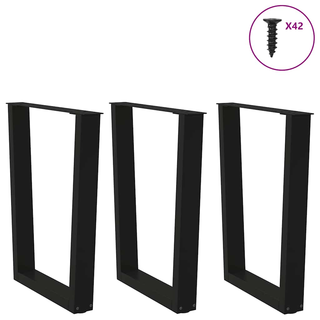 Noge za blagovaonski stol V-oblik 3 kom Crne 70 x (72-73,3) cm Čelik