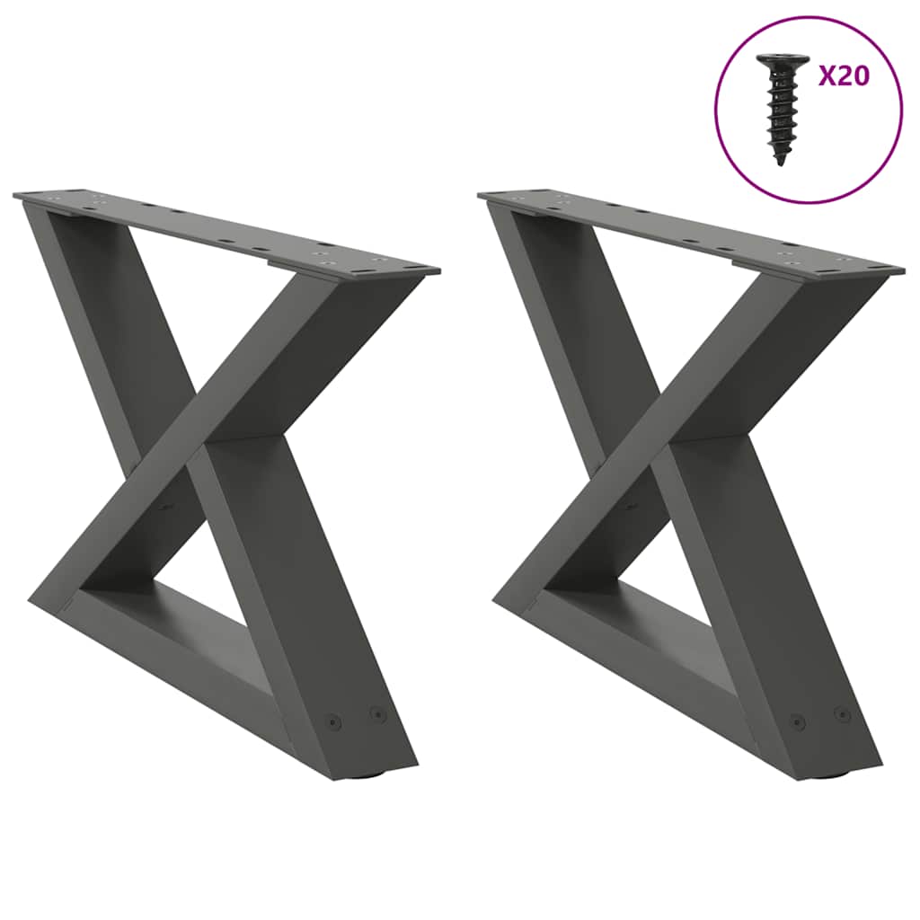 Noge za klub stolić 2 kom antracit 50 x (30-31,3) cm čelik