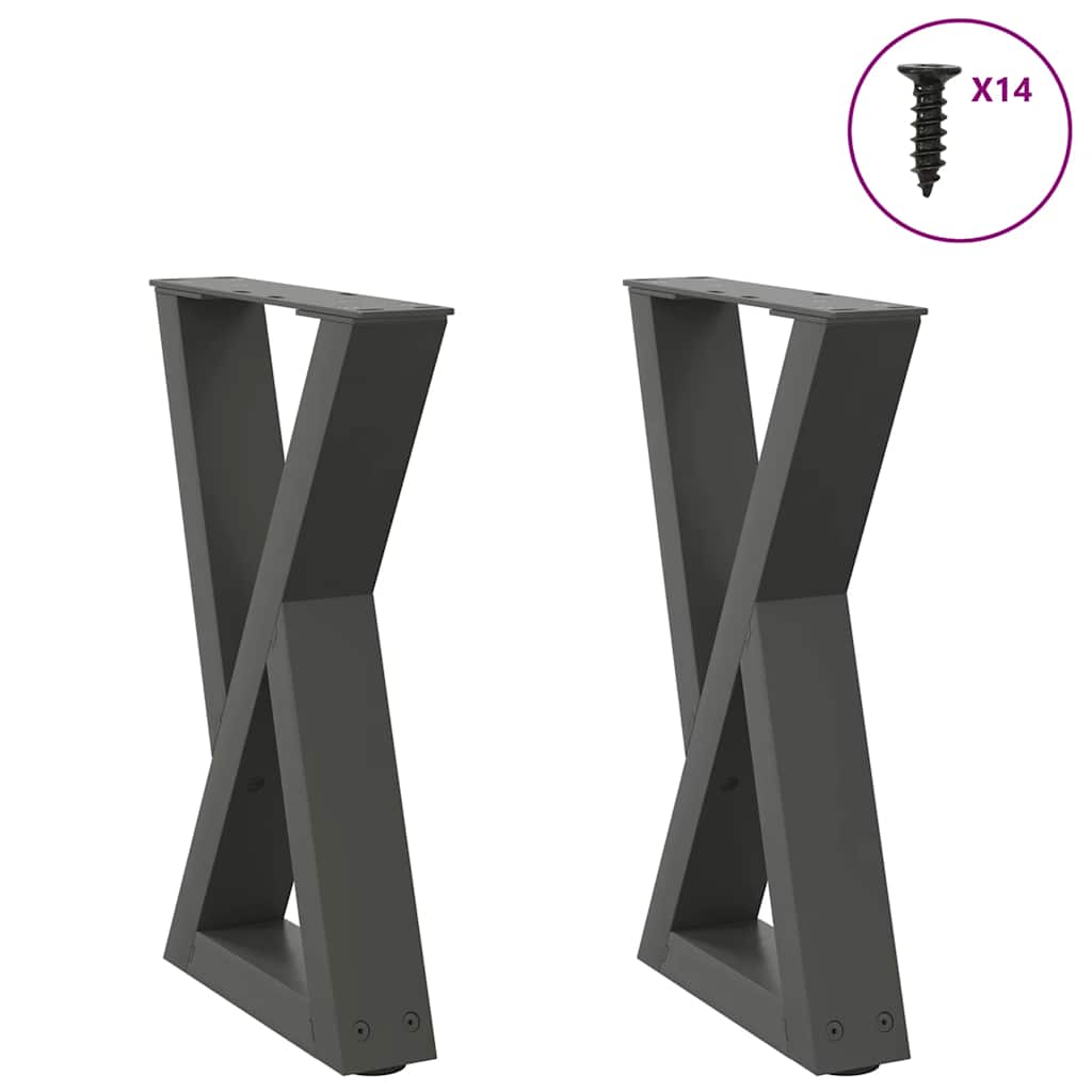 Noge za klub stolić 2 kom. antracit 38 x (42-43,3) cm čelik