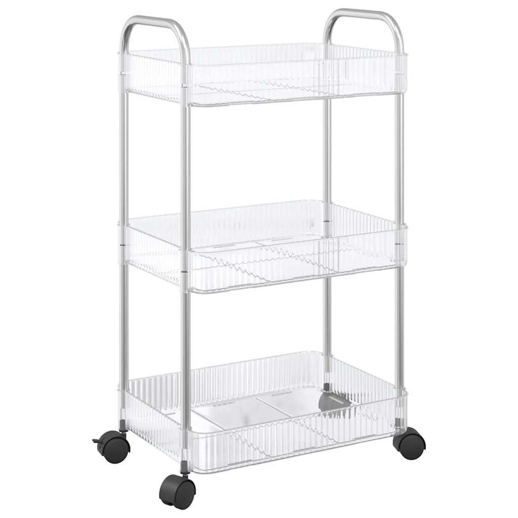 Kolica za pohranu 3 nivoa prozirna 37x28x68 cm akril