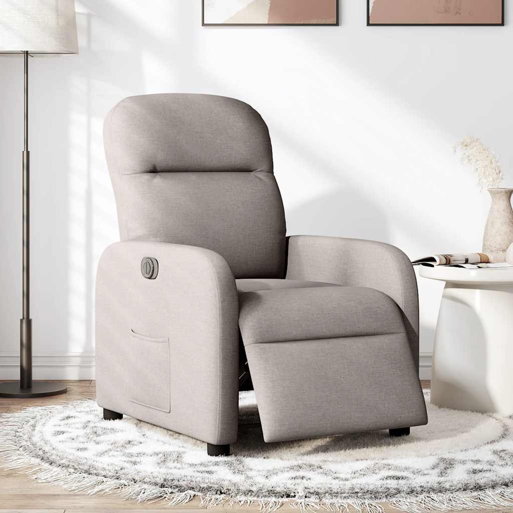 Električni naslonjač od tkanine smeđesivi