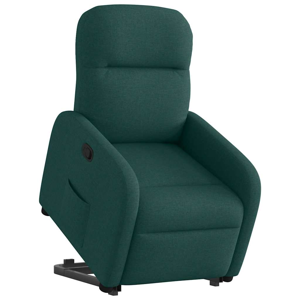 Naslonjač na podizanje od tkanine tamnozeleni