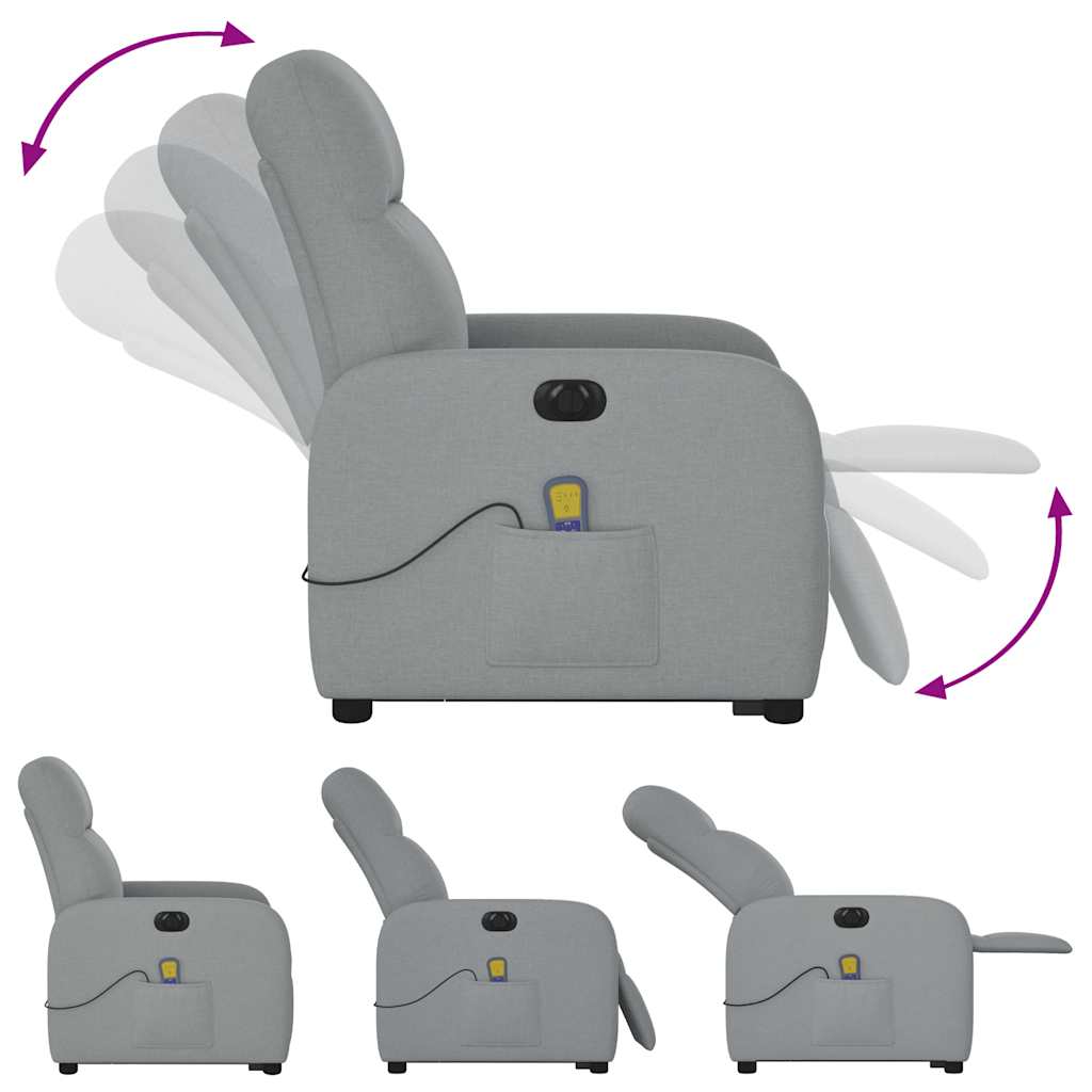 Električni masažni naslonjač na podizanje tkanina svjetlosivi