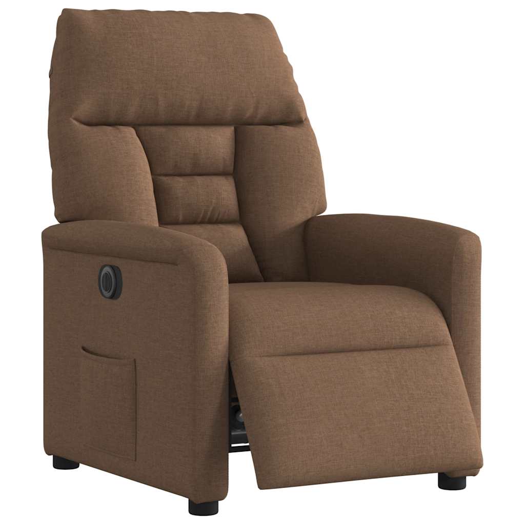 Električni naslonjač od tkanine smeđi