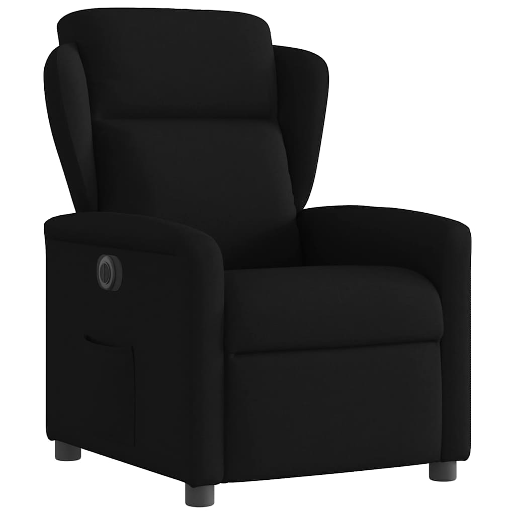 Električni naslonjač od tkanine crni