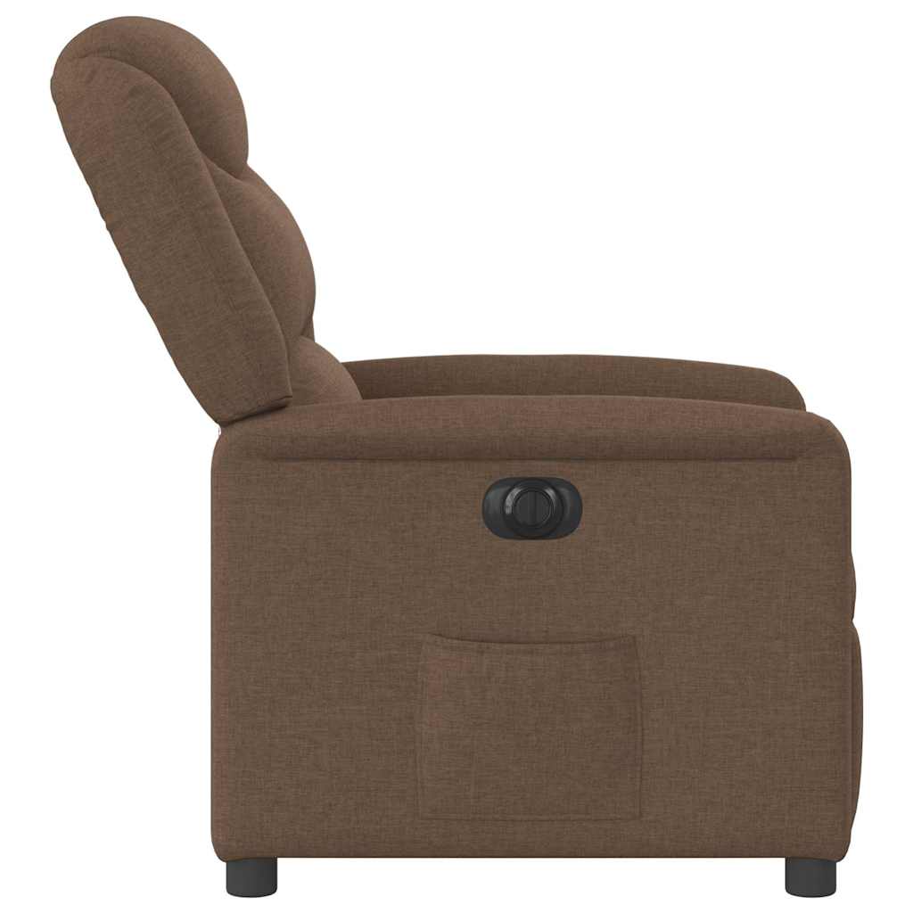 Električni naslonjač od tkanine smeđi