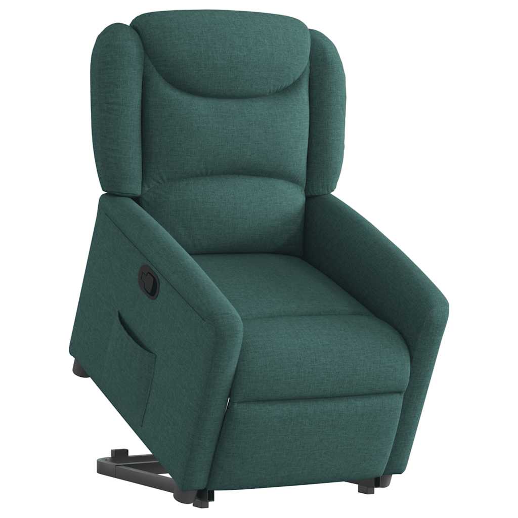 Naslonjač na podizanje od tkanine tamnozeleni