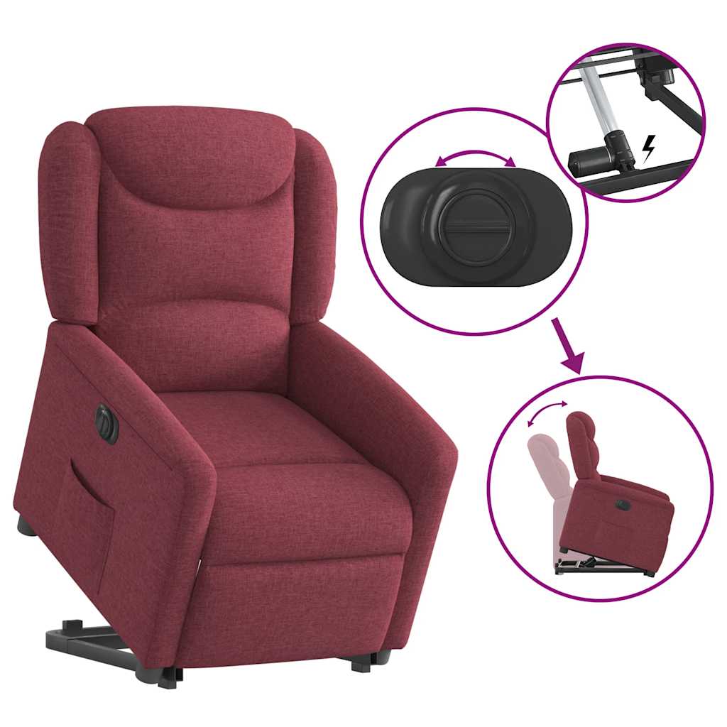 Električni naslonjač na podizanje od tkanine boja vina
