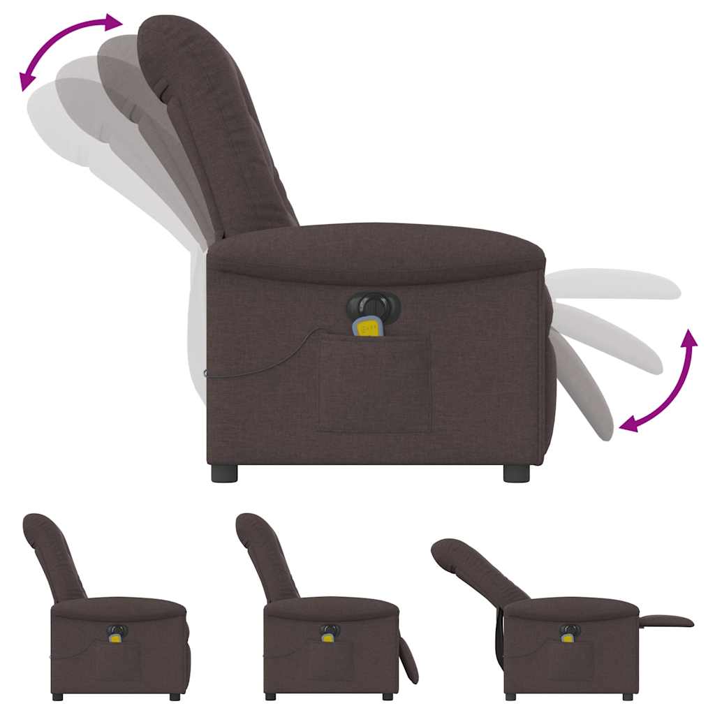 Električni masažni naslonjač od tkanine tamnosmeđi
