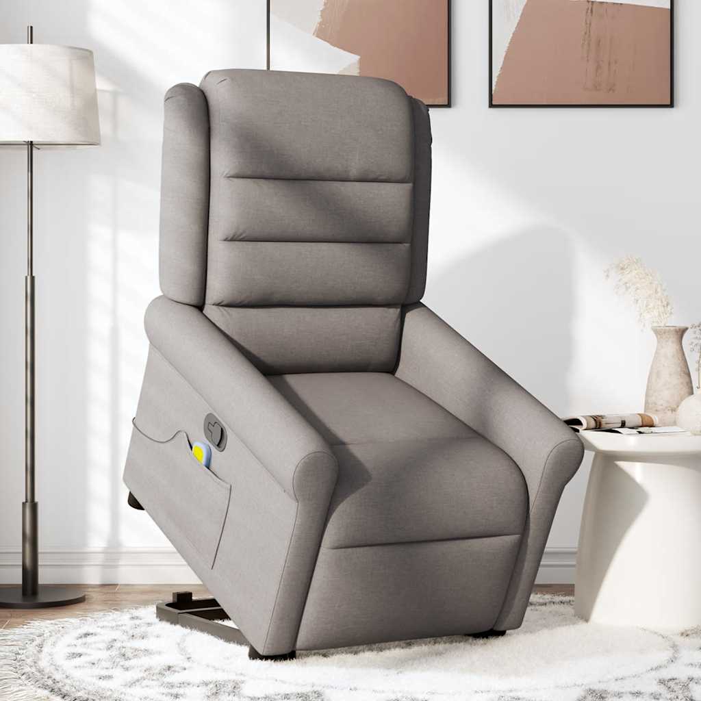 Masažni naslonjač na podizanje od tkanine smeđesivi