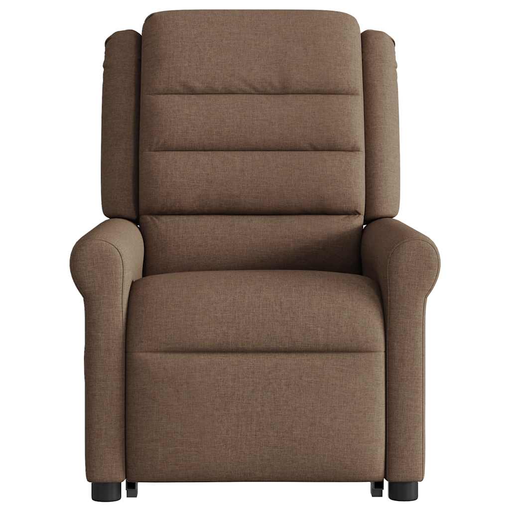 Električni masažni naslonjač na podizanje od tkanine smeđi