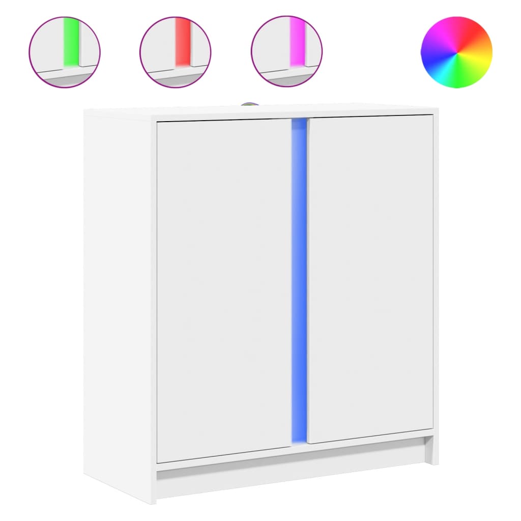 Komoda s LED svjetlima bijela 77x34x85 cm konstruirano drvo