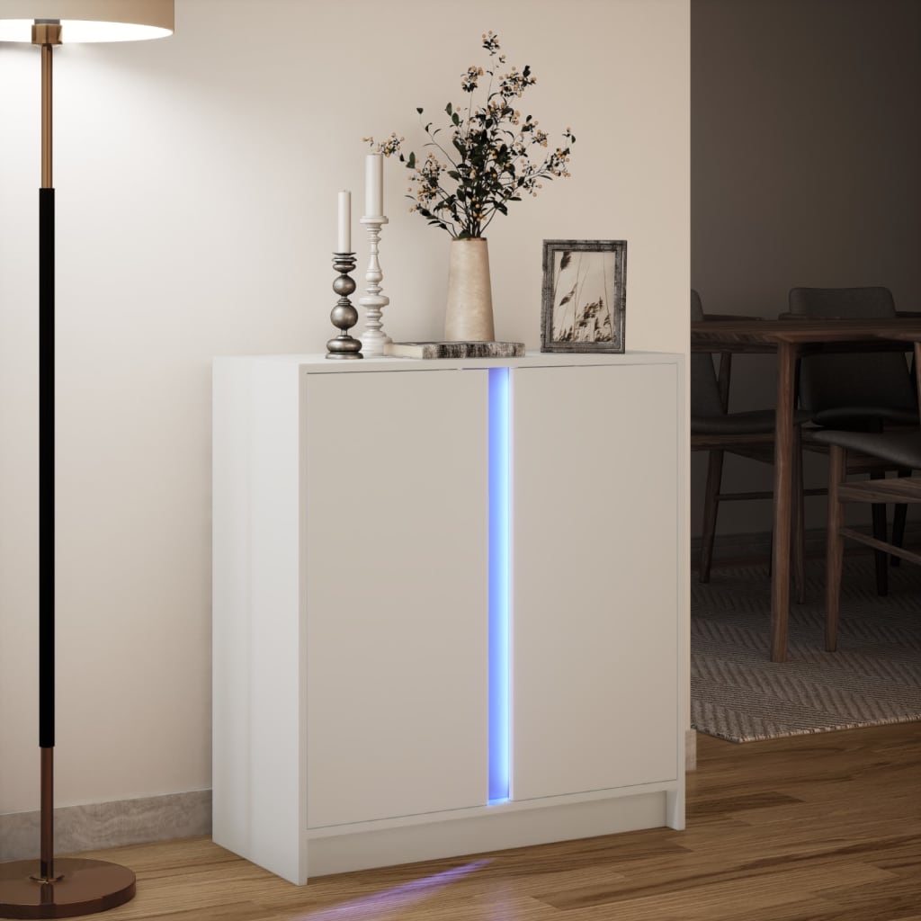 Komoda s LED svjetlima bijela 77x34x85 cm konstruirano drvo