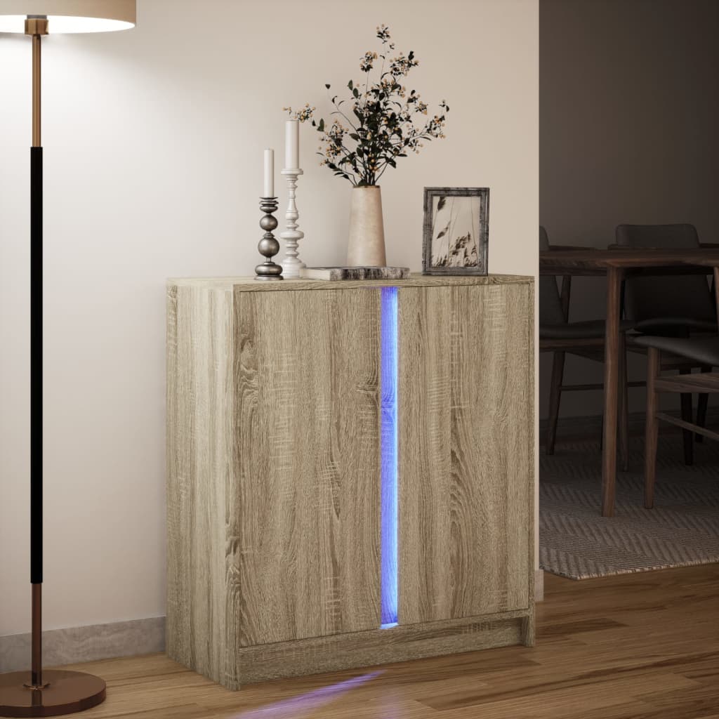 Komoda s LED svjetlima boja hrasta sonome 77x34x85 cm drvena