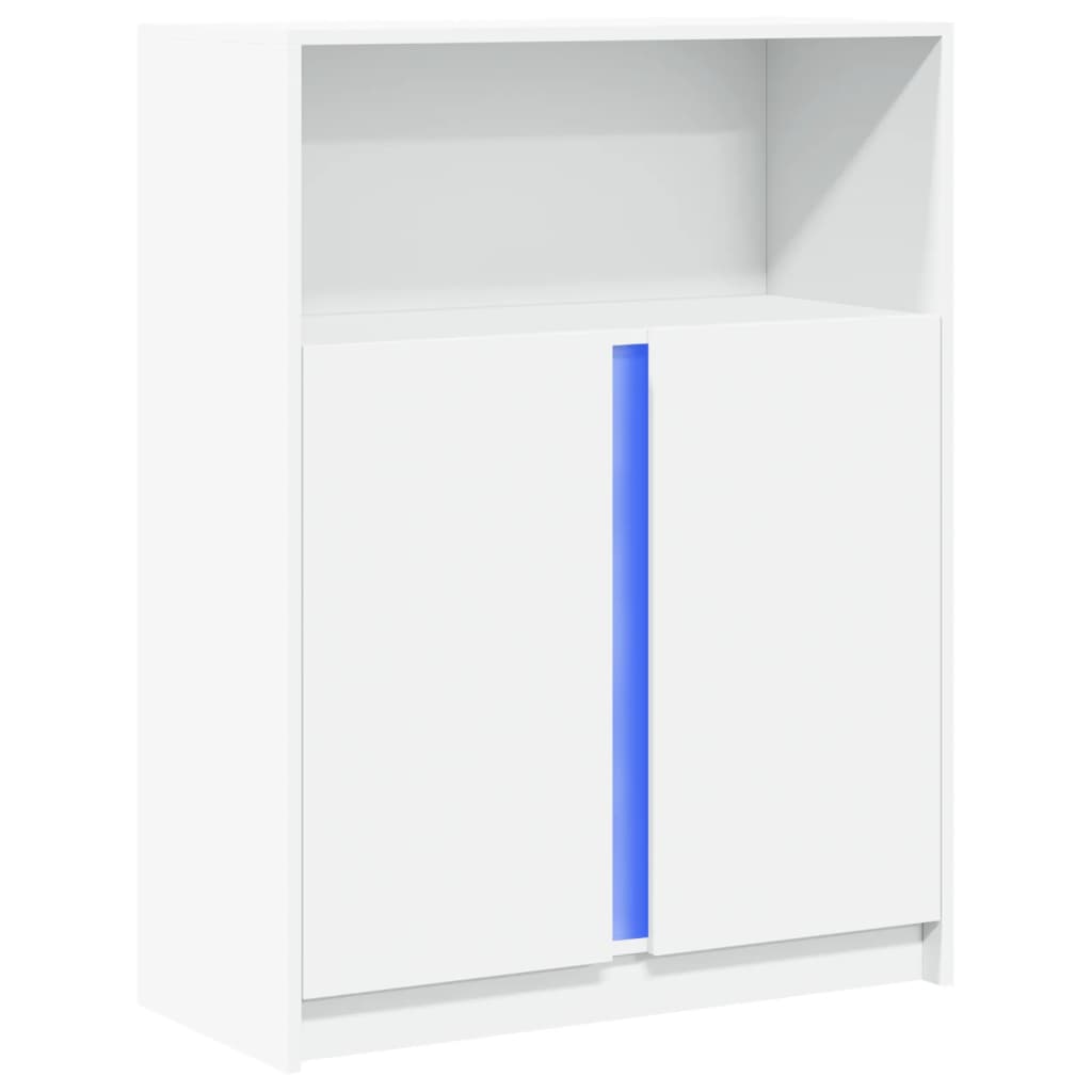 Komoda s LED svjetlima bijela 77x34x100 cm konstruirano drvo