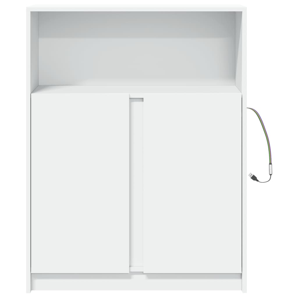 Komoda s LED svjetlima bijela 77x34x100 cm konstruirano drvo