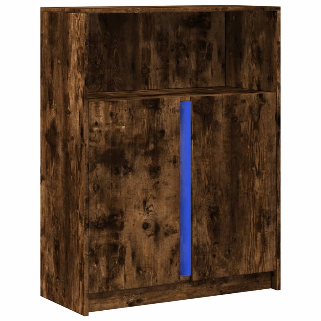 Komoda s LED svjetlima boja hrasta 77 x 34 x 100 cm drvena