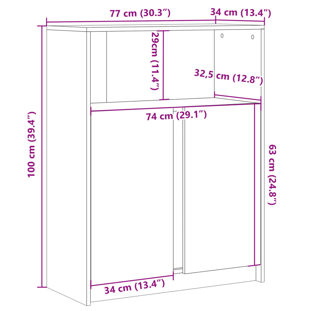 Komoda s LED svjetlima boja hrasta sonome 77x34x100 cm drvena
