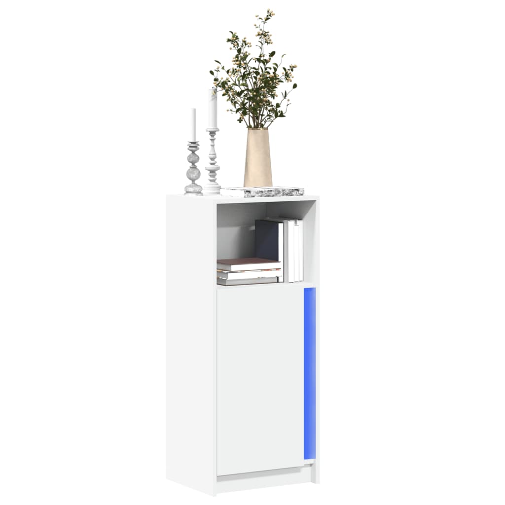 Komoda s LED svjetlima bijela 42,5x34x100 cm konstruirano drvo