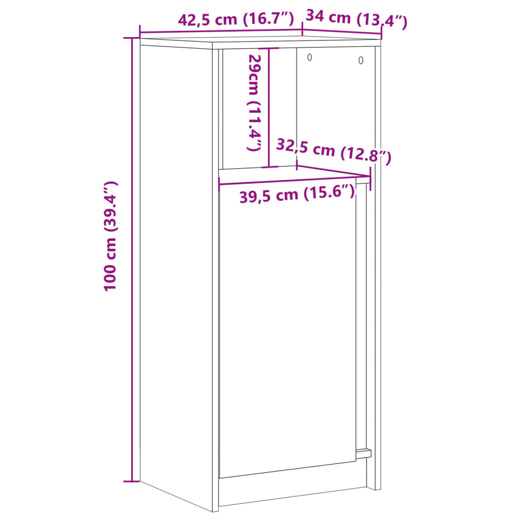 Komoda s LED svjetlima boja hrasta sonome 42,5x34x100 cm drvena