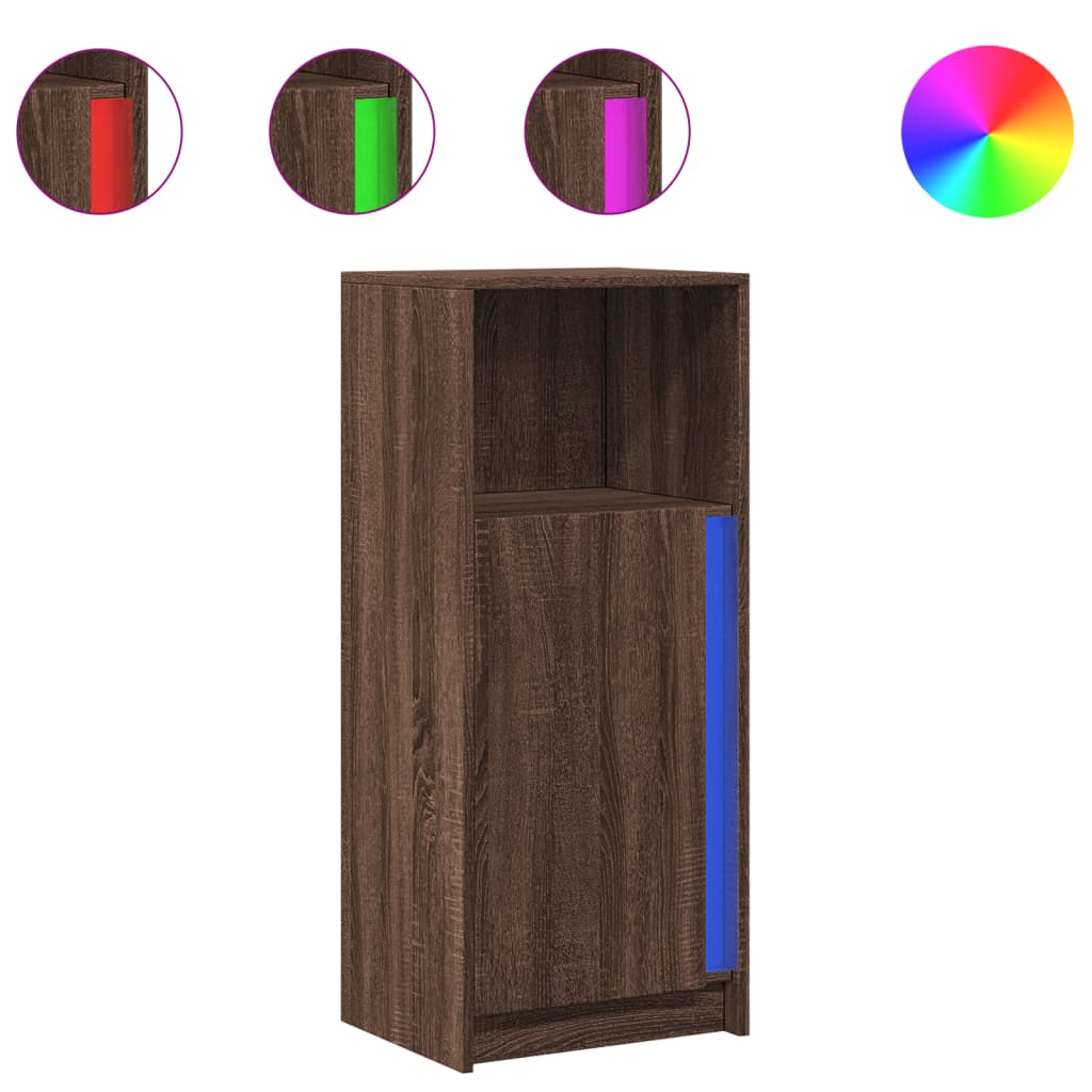 Komoda s LED svjetlima boja hrasta 42,5 x 34 x 100 cm drvena