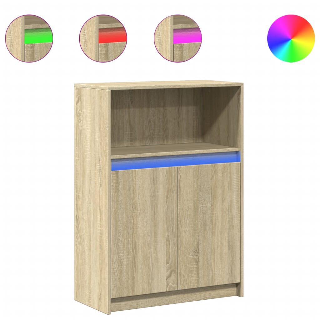 Komoda s LED svjetlima boja hrasta 72x34x100 cm drvena