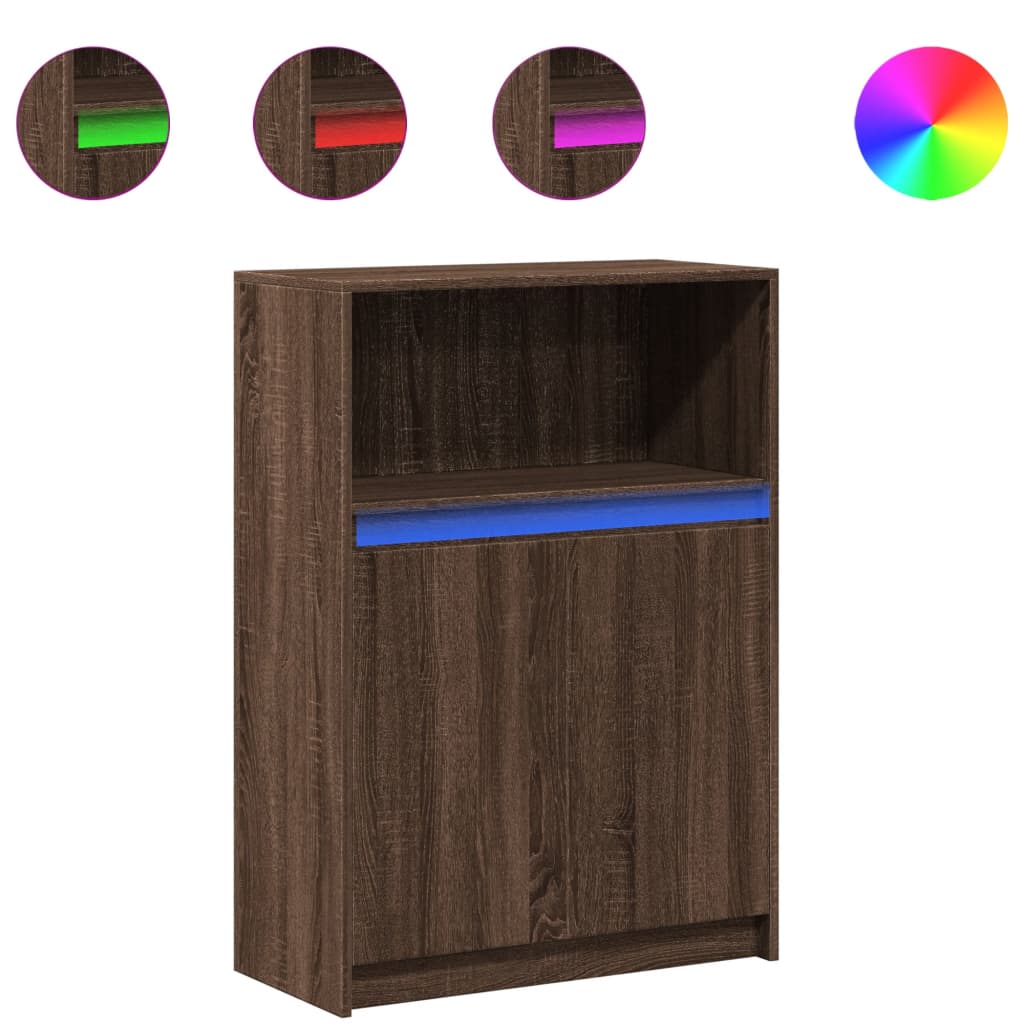 Komoda s LED svjetlima boja hrasta 72x34x100 cm drvena