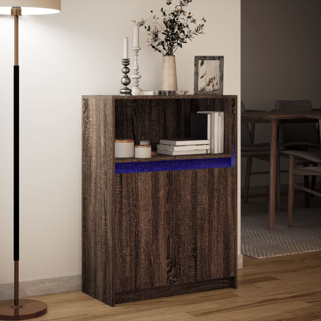 Komoda s LED svjetlima boja hrasta 72x34x100 cm drvena