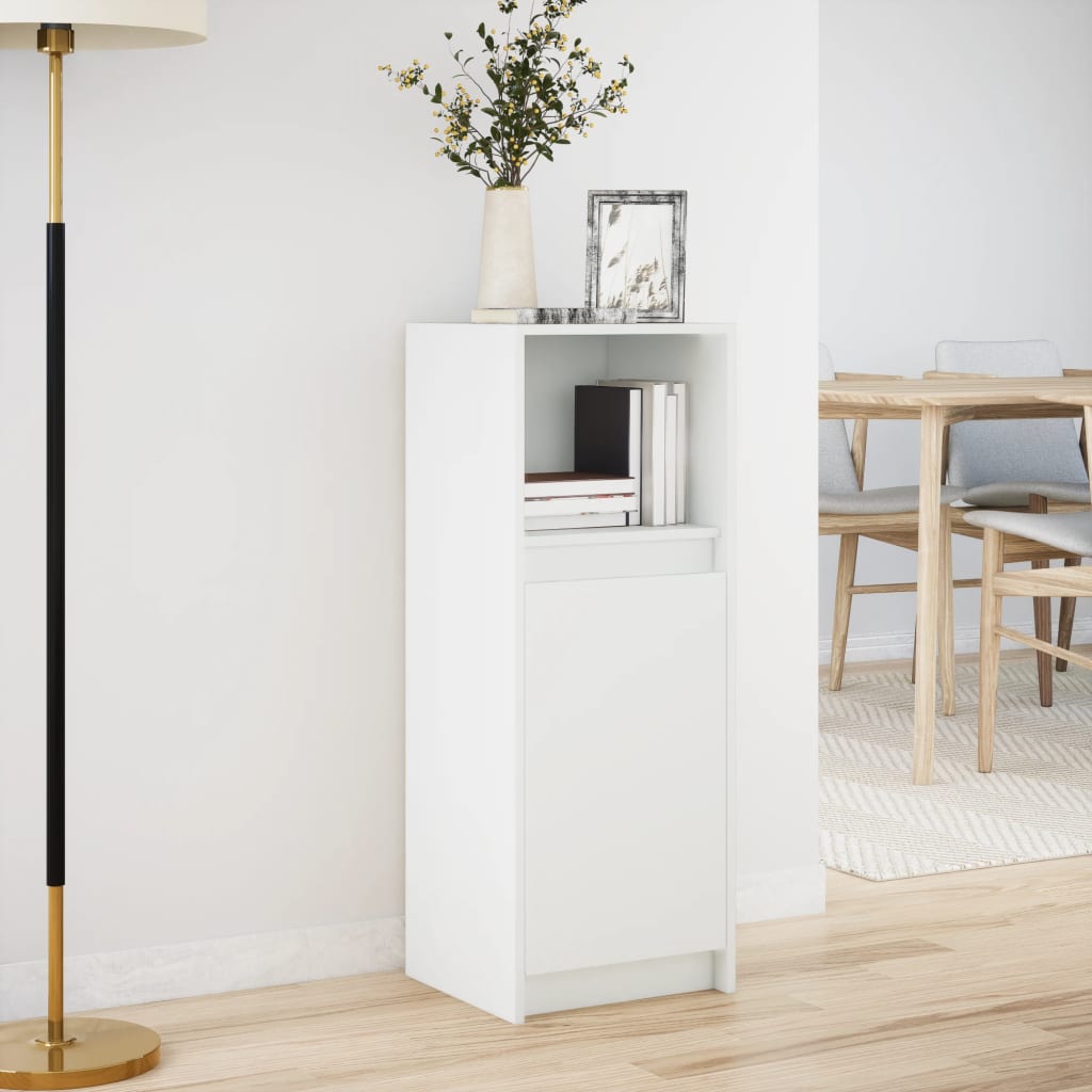 Komoda s LED svjetlima bijela 38x34x100 cm konstruirano drvo