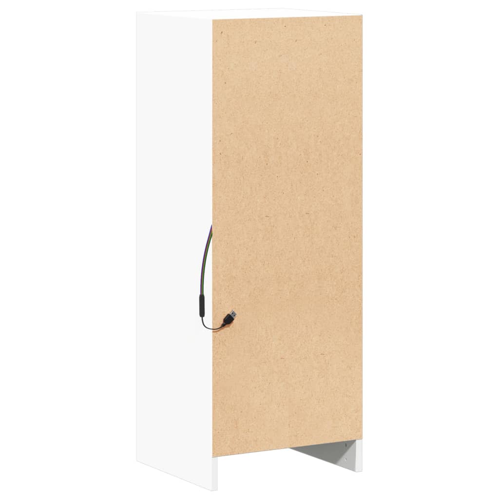 Komoda s LED svjetlima bijela 38x34x100 cm konstruirano drvo