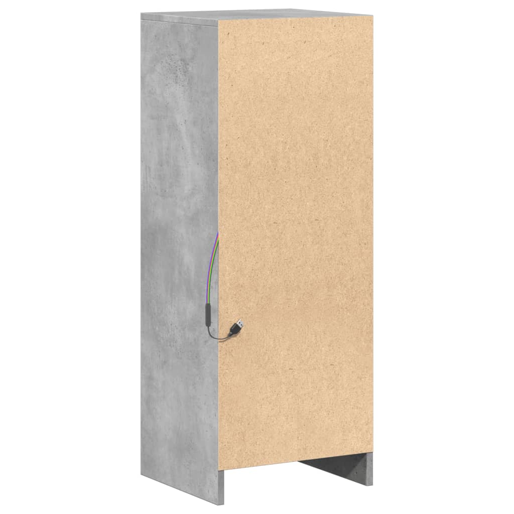 Komoda s LED svjetlima siva boja betona 38x34x100 cm drvena