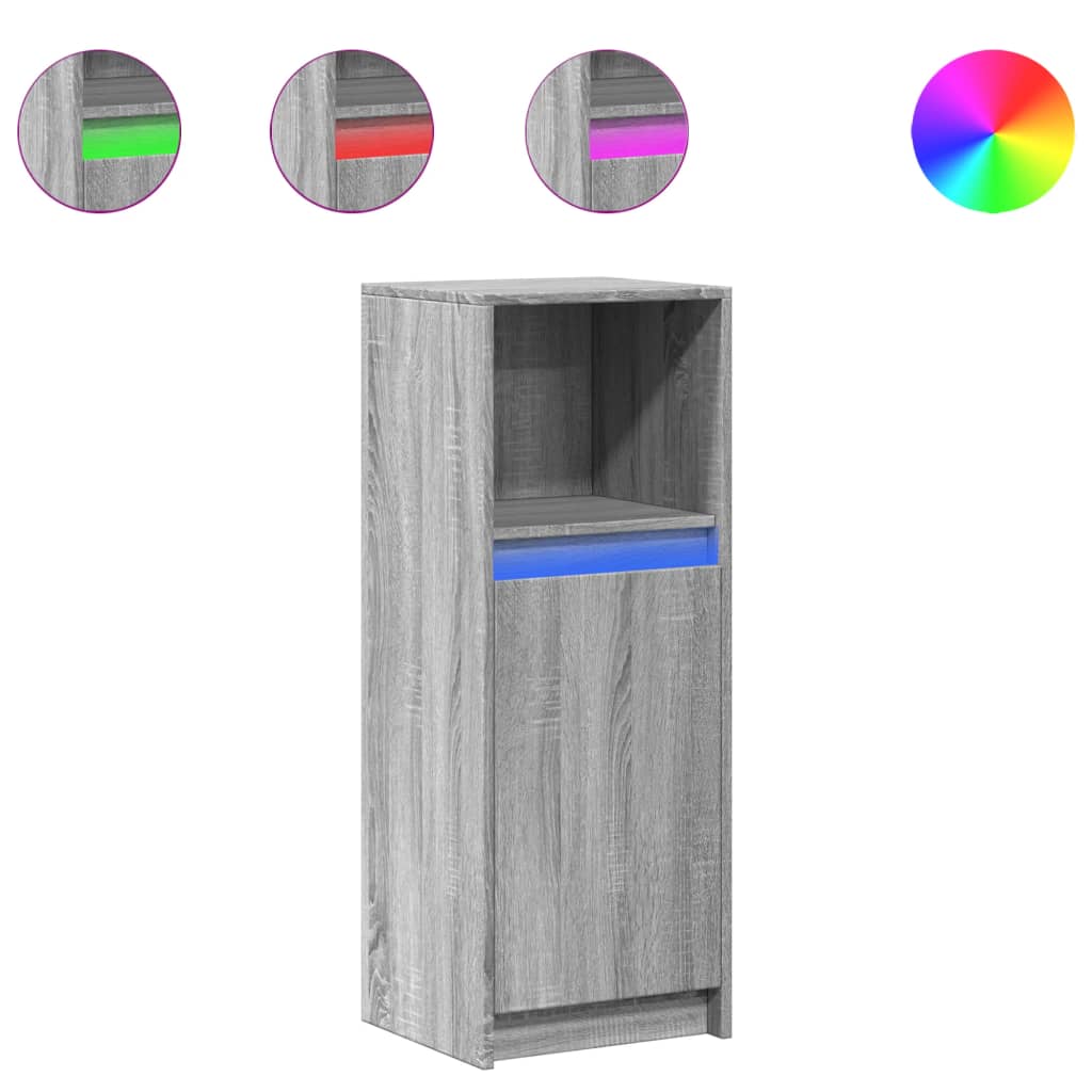 Komoda s LED svjetlima boja hrasta sonome 38x34x100 cm drvena