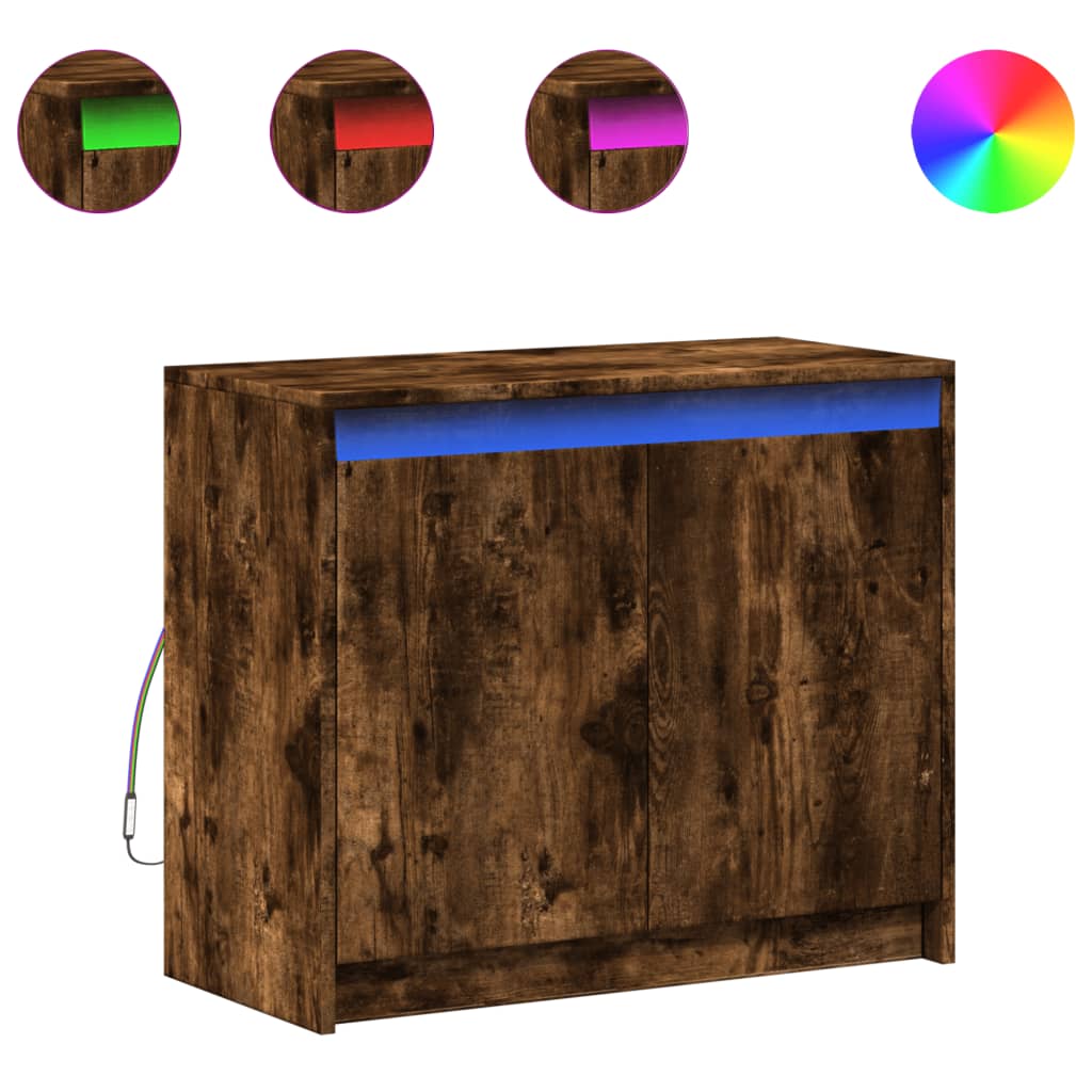 Komoda s LED boja dimljenog hrasta 72x34x61cm konstruirano drvo