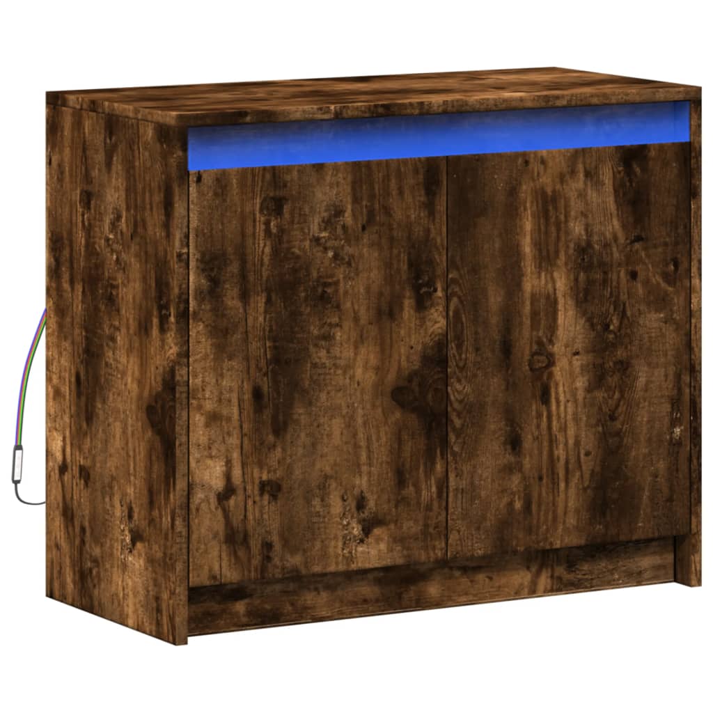 Komoda s LED boja dimljenog hrasta 72x34x61cm konstruirano drvo