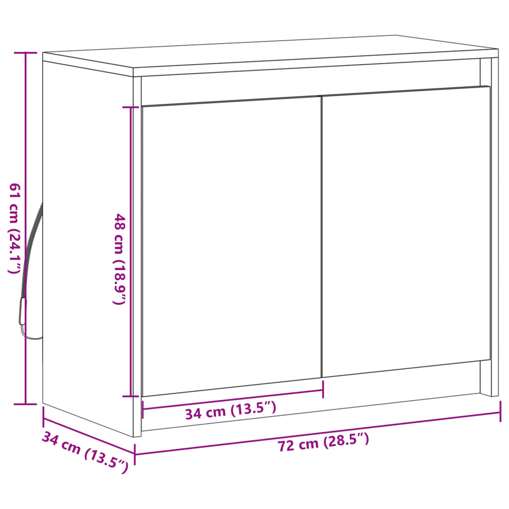 Komoda s LED boja dimljenog hrasta 72x34x61cm konstruirano drvo