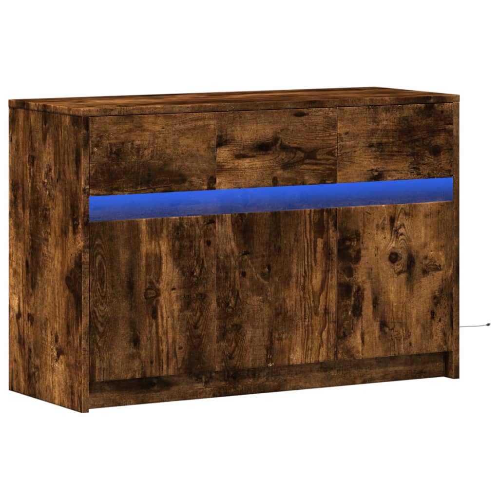 TV ormarić s LED svjetlima boja hrasta 91x34x61 cm drveni