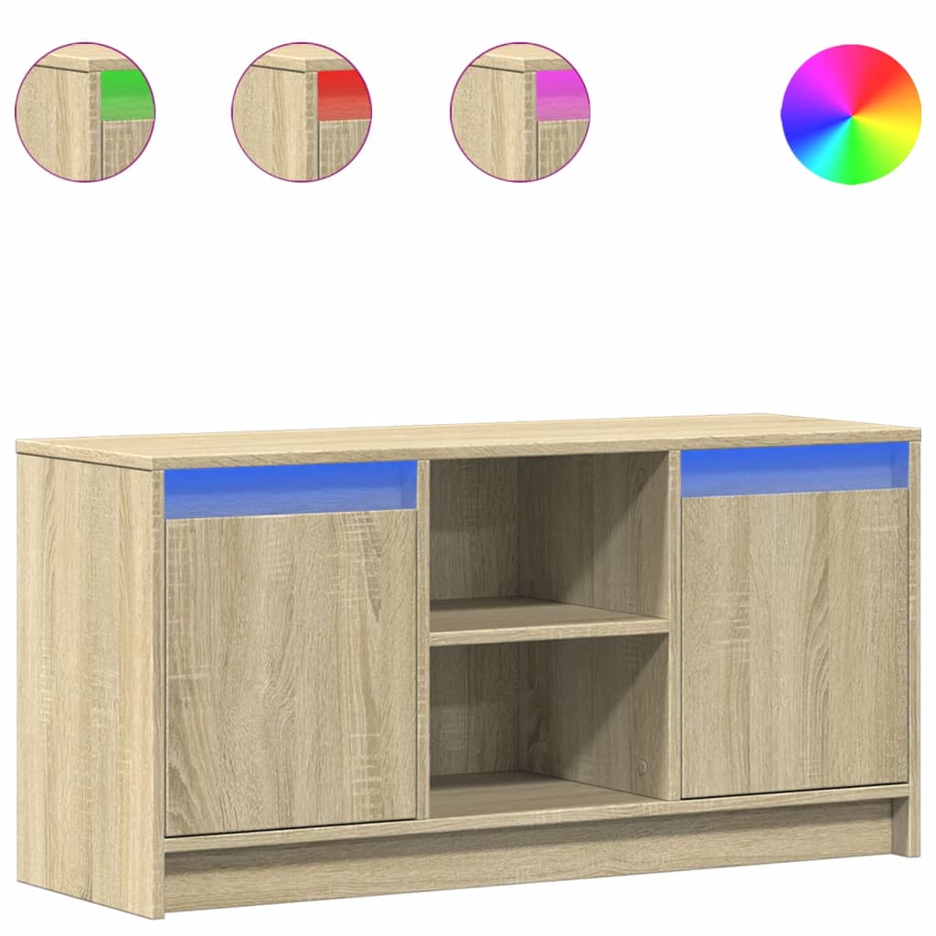 TV ormarić s LED svjetlima boja hrasta 100x34x50 cm drveni