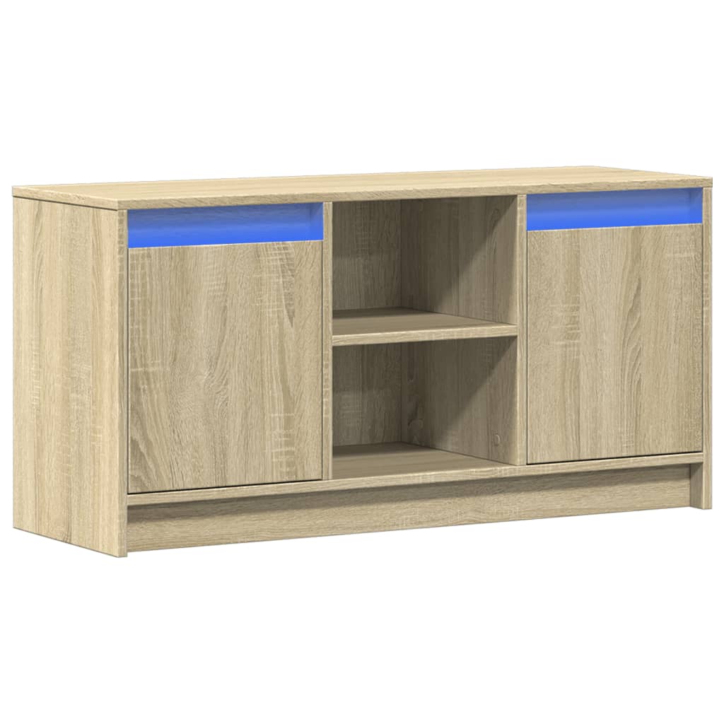 TV ormarić s LED svjetlima boja hrasta 100x34x50 cm drveni