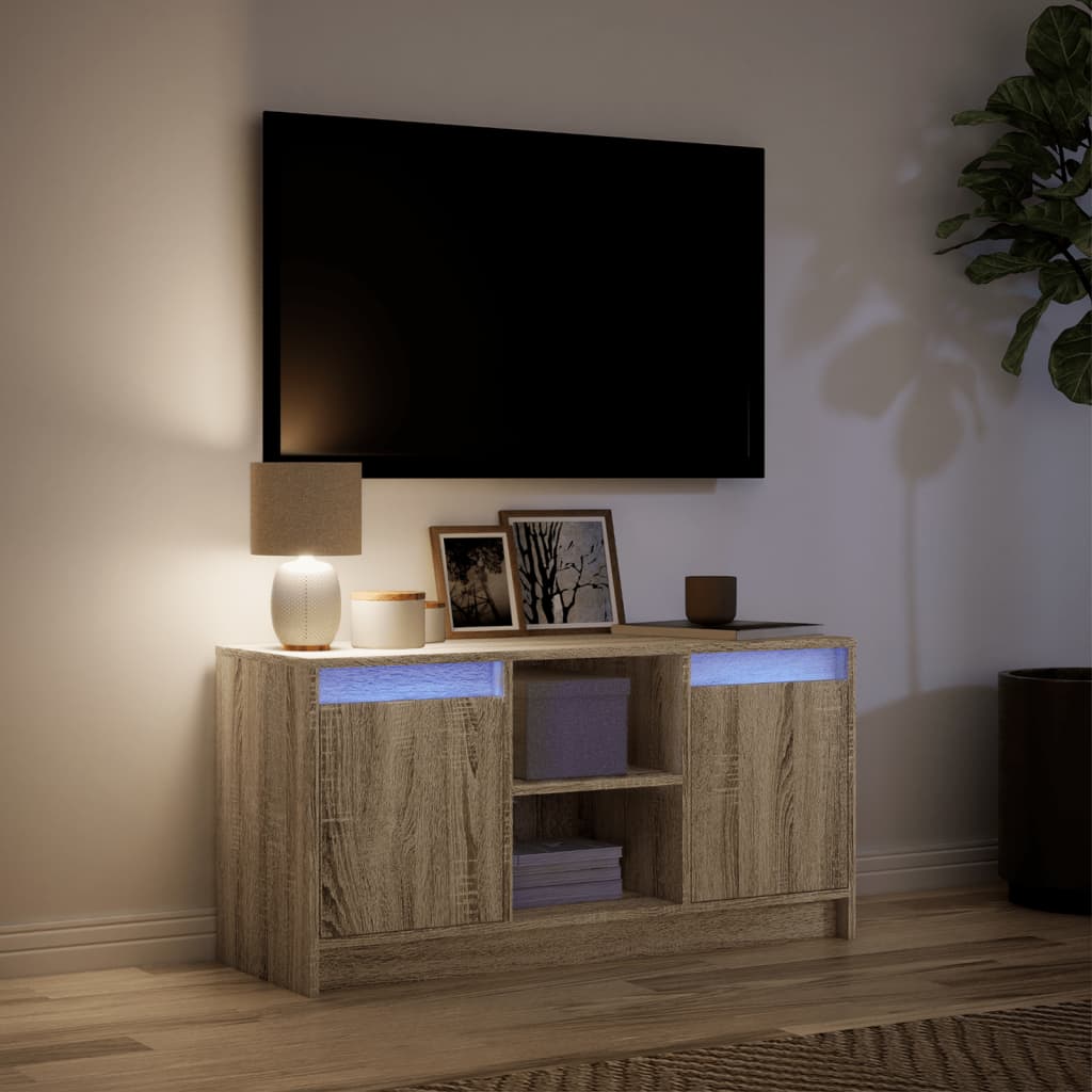 TV ormarić s LED svjetlima boja hrasta 100x34x50 cm drveni