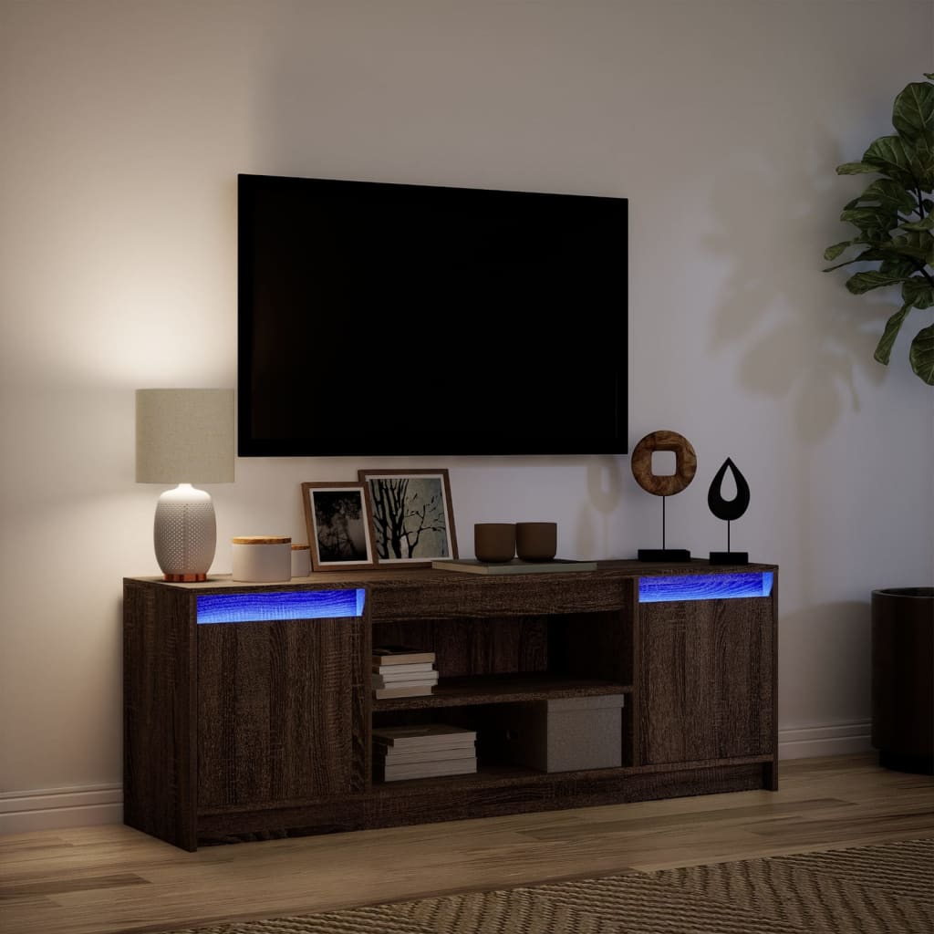 TV ormarić s LED svjetlima boja hrasta 139,5x34x50 cm drveni