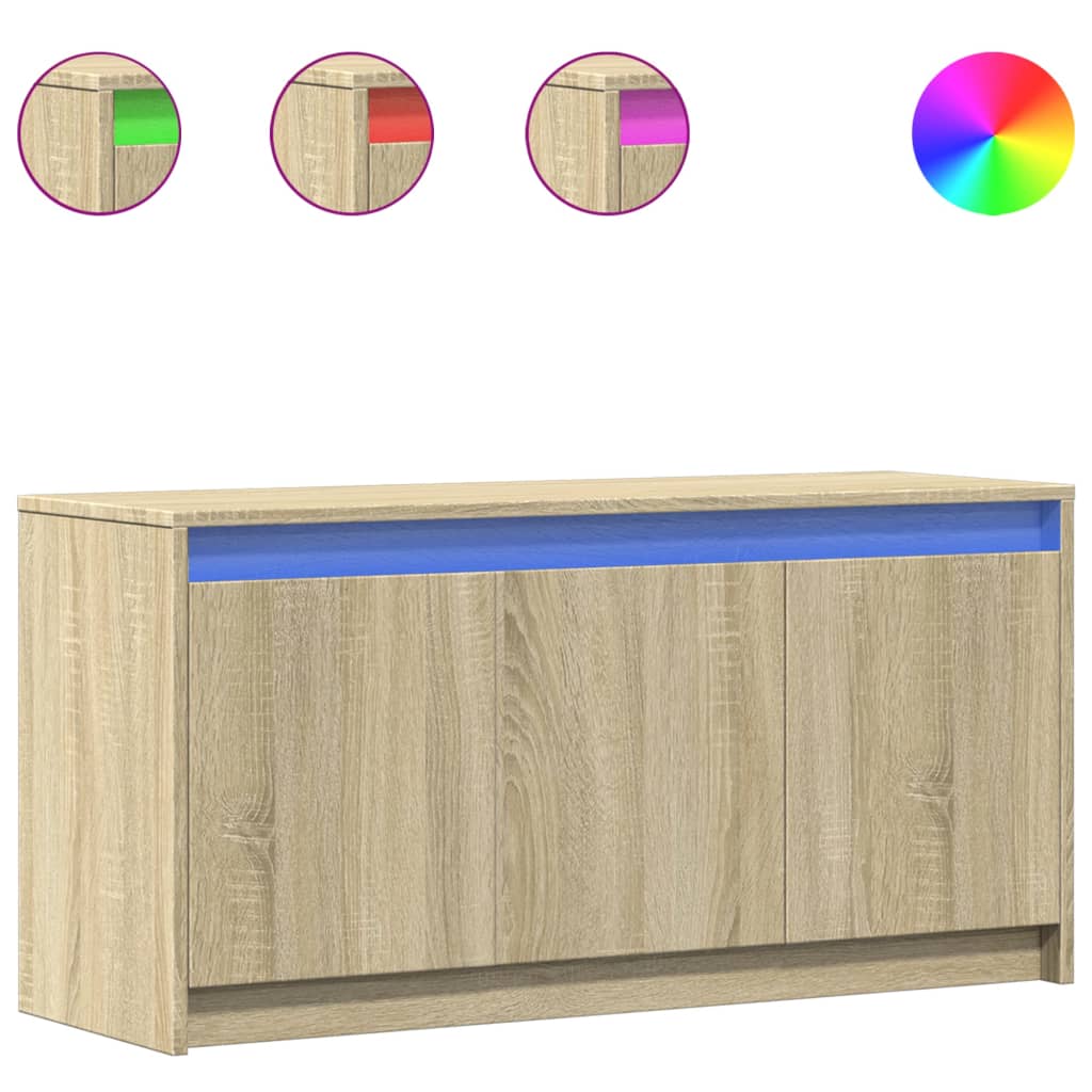 TV ormarić s LED svjetlima boja hrasta 100x34x50 cm drveni