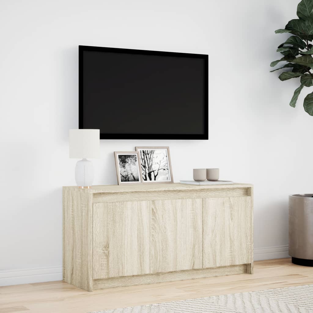 TV ormarić s LED svjetlima boja hrasta 100x34x50 cm drveni