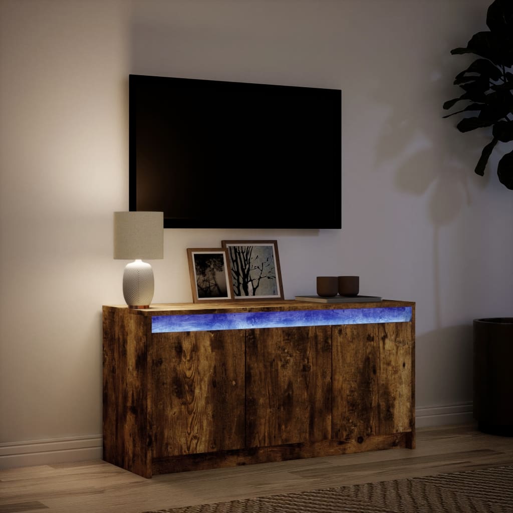 TV ormarić s LED svjetlima boja hrasta 100x34x50 cm drveni
