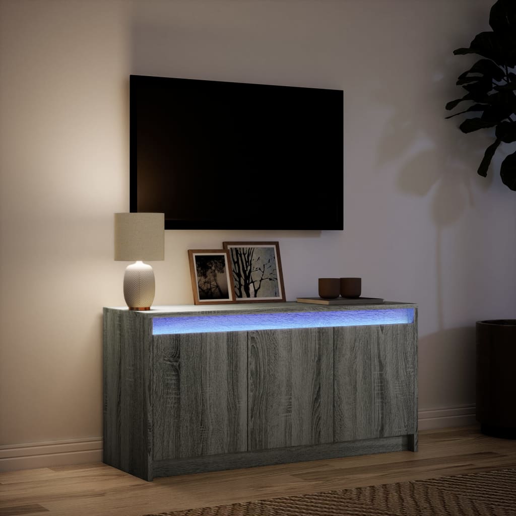 TV ormarić s LED svjetlima boja hrasta 100x34x50 cm drveni