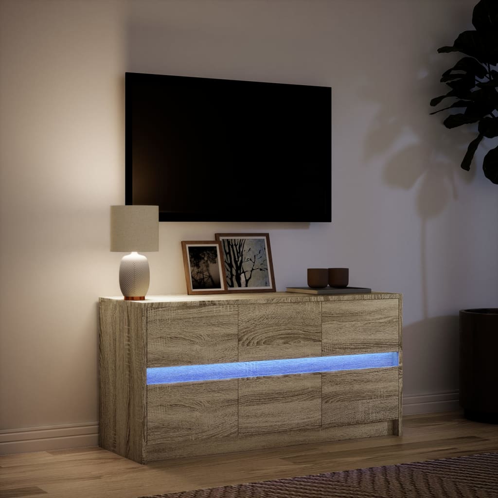 TV ormarić s LED svjetlima boja hrasta 100x34x50 cm drveni