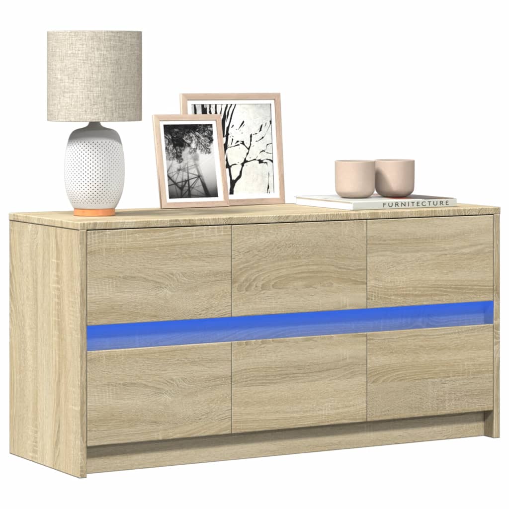 TV ormarić s LED svjetlima boja hrasta 100x34x50 cm drveni