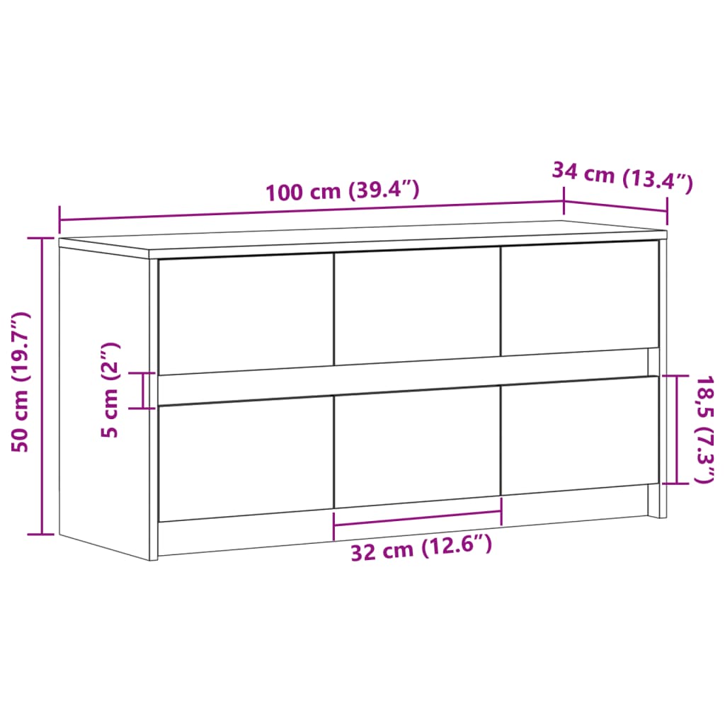 TV ormarić s LED svjetlima boja hrasta 100x34x50 cm drveni