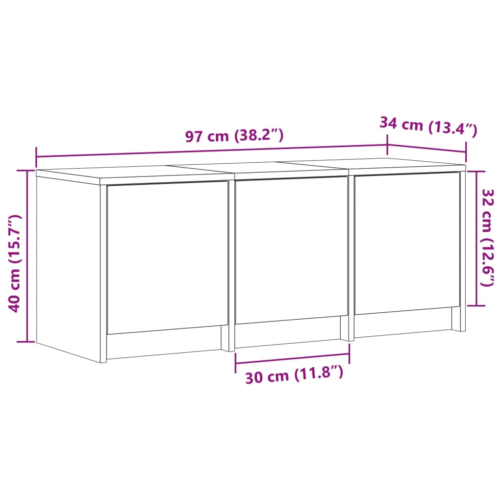 TV ormarić LED bijeli 97x34x40 cm od konstruiranog drva